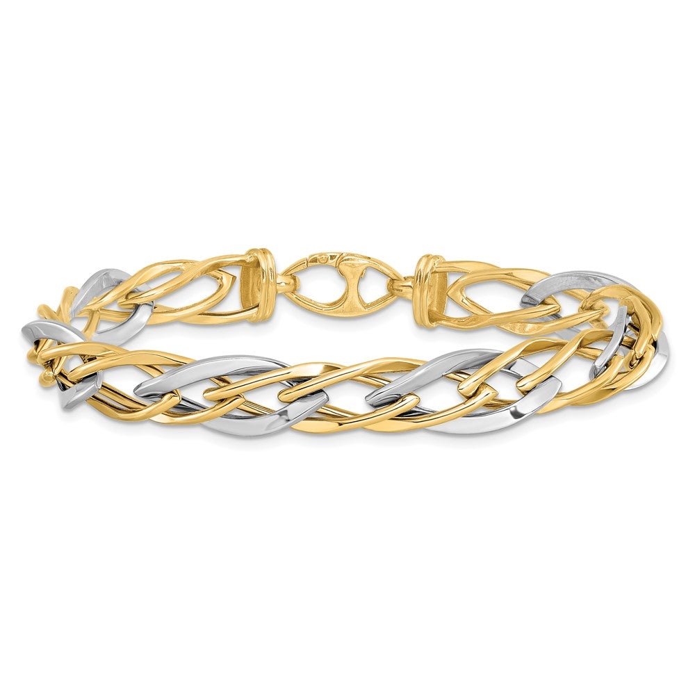 7.5 Inch 14K Two-Tone Polished Fancy Link Bracelet