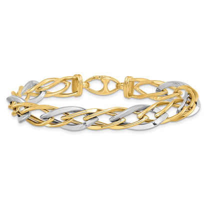 7.5 Inch 14K Two-Tone Polished Fancy Link Bracelet