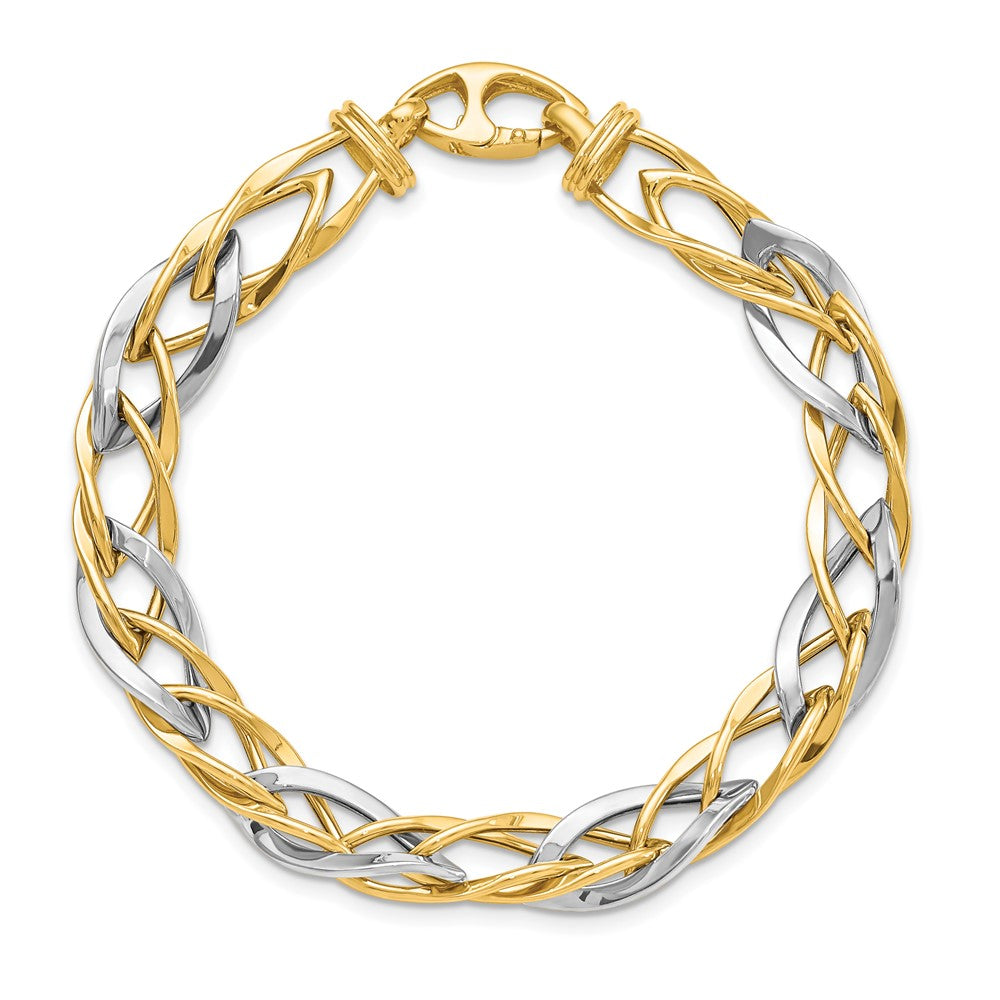 7.5 Inch 14K Two-Tone Polished Fancy Link Bracelet