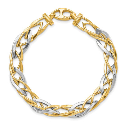 7.5 Inch 14K Two-Tone Polished Fancy Link Bracelet