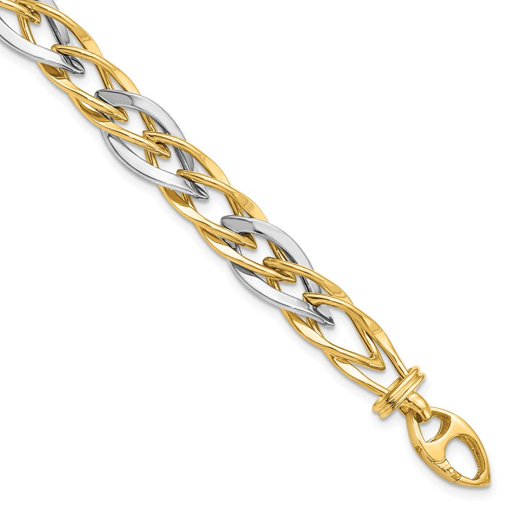 7.5 Inch 14K Two-Tone Polished Fancy Link Bracelet
