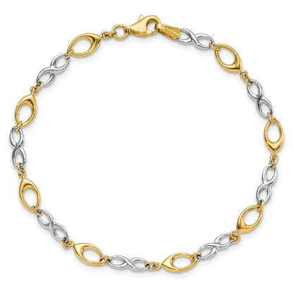 7.5 Inch 14K Two-Tone Polished Bracelet