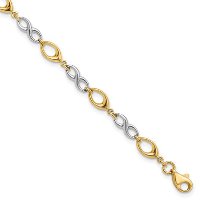 7.5 Inch 14K Two-Tone Polished Bracelet