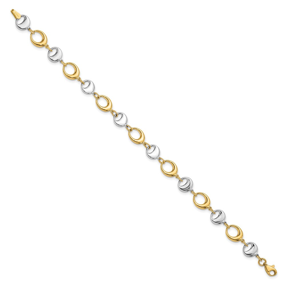7.75 Inch 14K Two-Tone Polished Link Bracelet