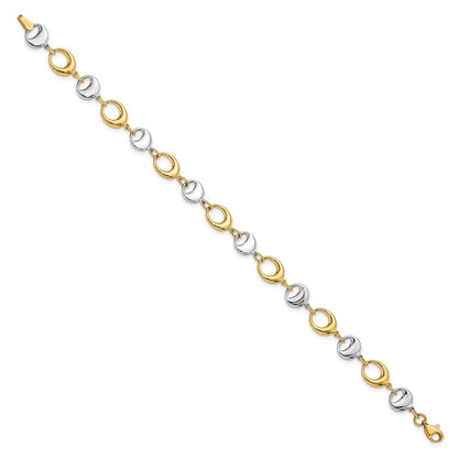 7.75 Inch 14K Two-Tone Polished Link Bracelet