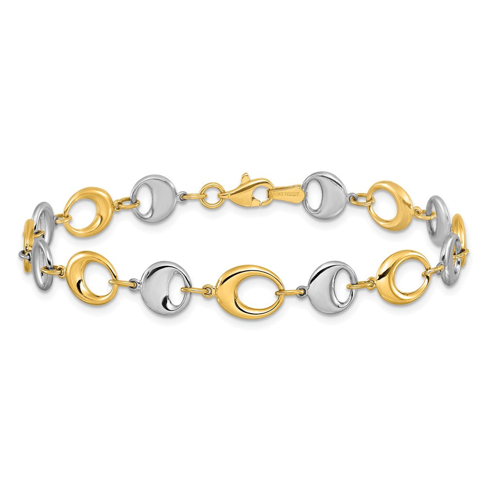 7.75 Inch 14K Two-Tone Polished Link Bracelet