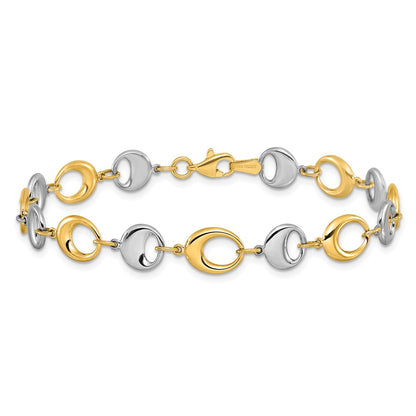7.75 Inch 14K Two-Tone Polished Link Bracelet