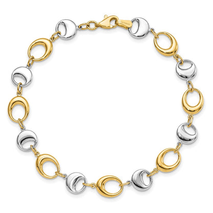7.75 Inch 14K Two-Tone Polished Link Bracelet