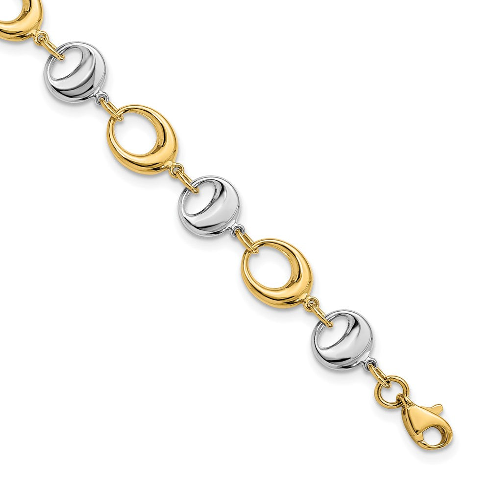 7.75 Inch 14K Two-Tone Polished Link Bracelet
