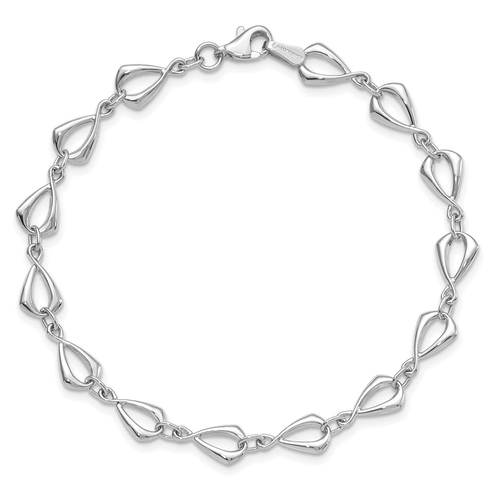 7.5 Inch 14K White Gold Polished Link Bracelet