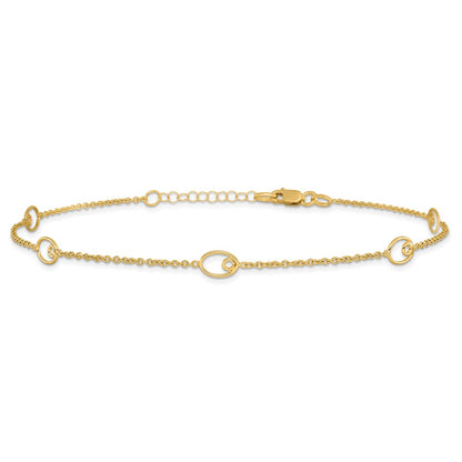 14K Yellow Gold Polished W/1In Ext. Anklet