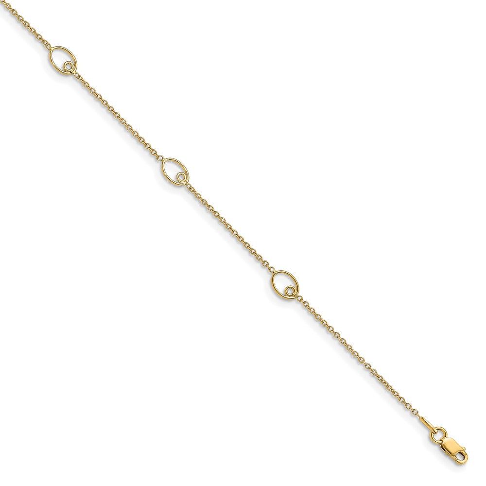 14K Yellow Gold Polished W/1In Ext. Anklet