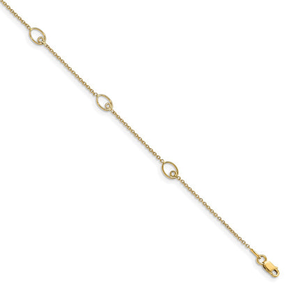 14K Yellow Gold Polished W/1In Ext. Anklet