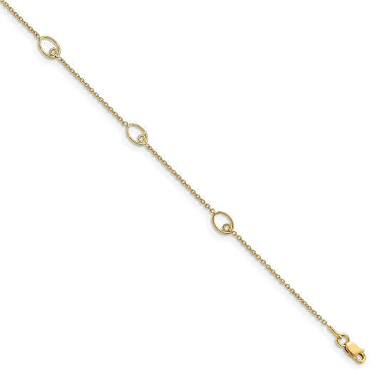 14K Yellow Gold Polished W/1In Ext. Anklet