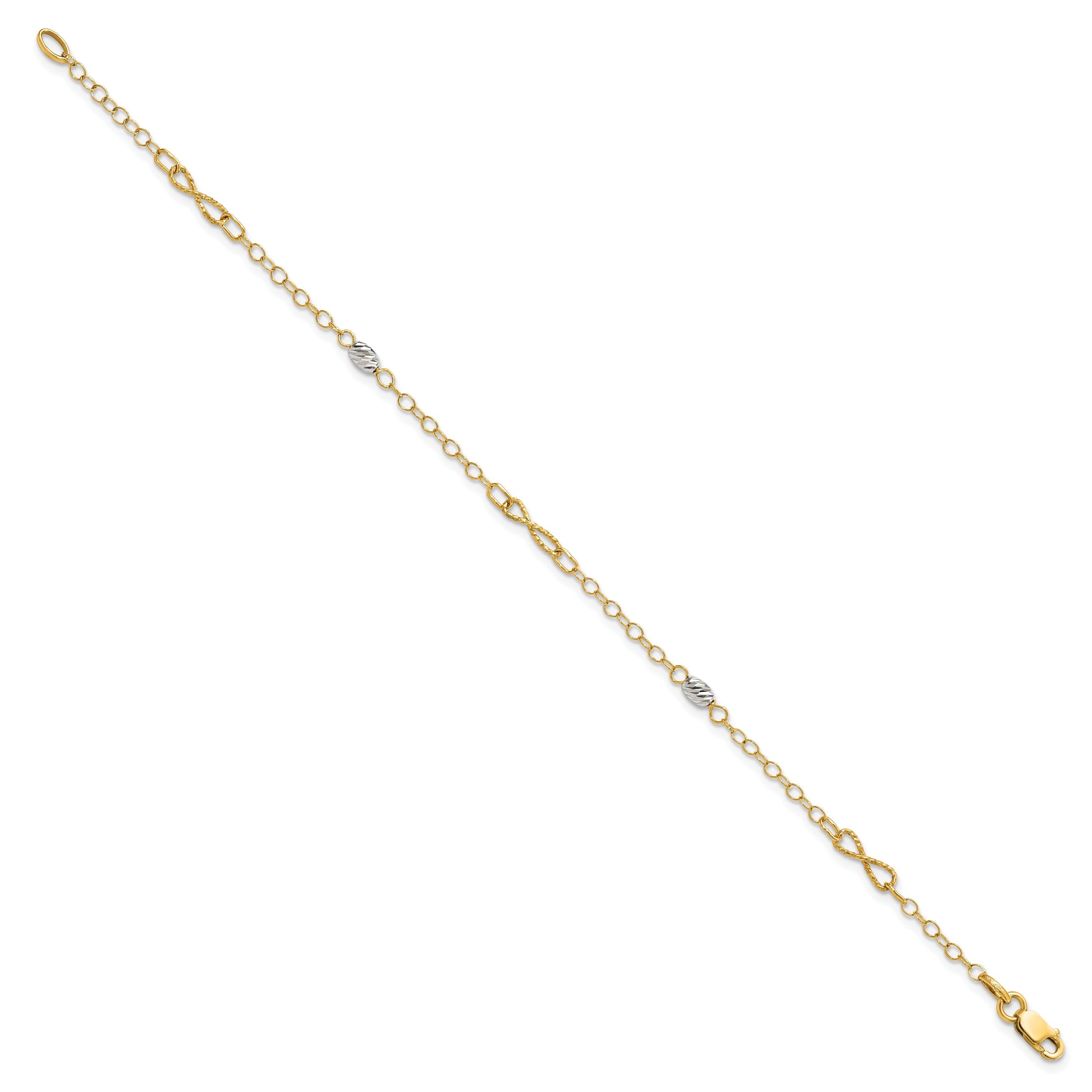 7.5 Inch 14K Two-Tone Polished And D/C Bracelet
