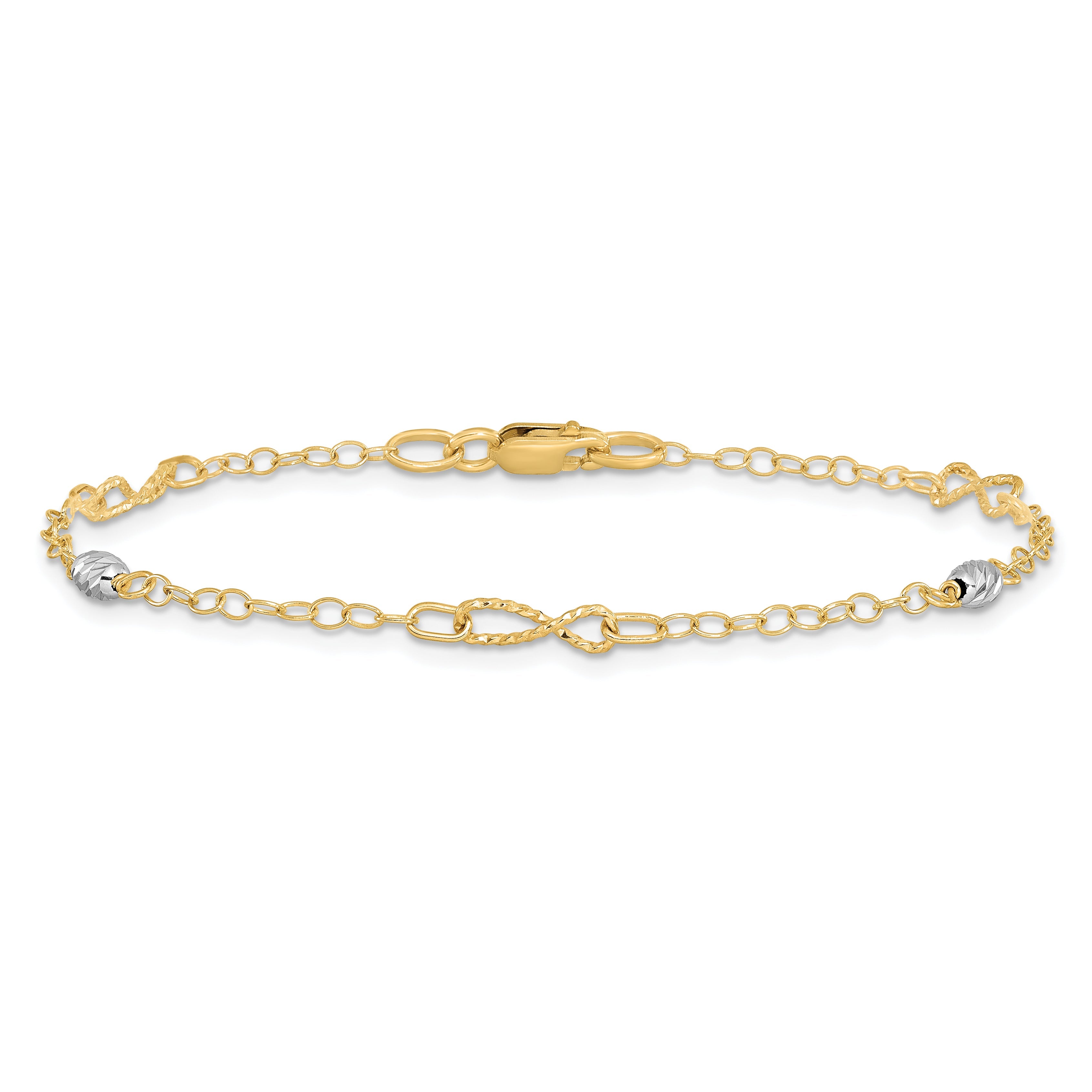 7.5 Inch 14K Two-Tone Polished And D/C Bracelet
