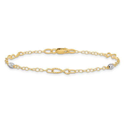 7.5 Inch 14K Two-Tone Polished And D/C Bracelet