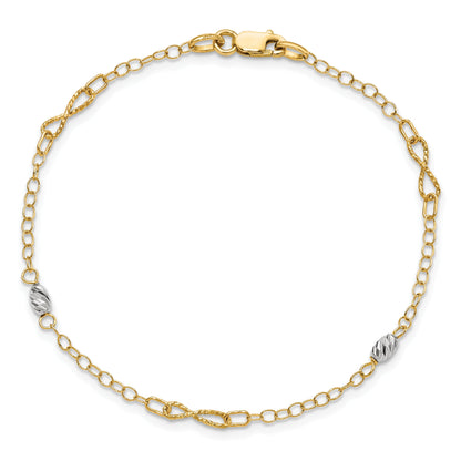 7.5 Inch 14K Two-Tone Polished And D/C Bracelet
