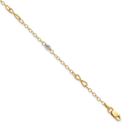 7.5 Inch 14K Two-Tone Polished And D/C Bracelet