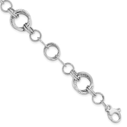 7 Inch 14K White Gold Polished And Textured Fancy Link Bracelet