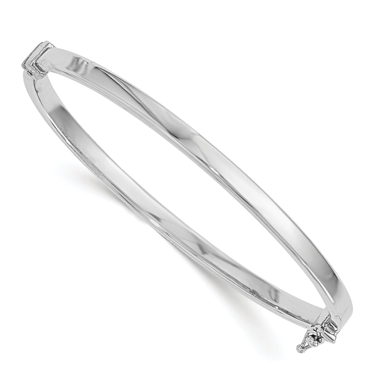 10K Rose Gold 14K With White Rhodium Plating Polished Hinged Bangle