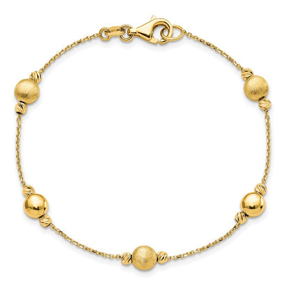 7.5 Inch 14K D/C Scratch Finish Polished Bracelet