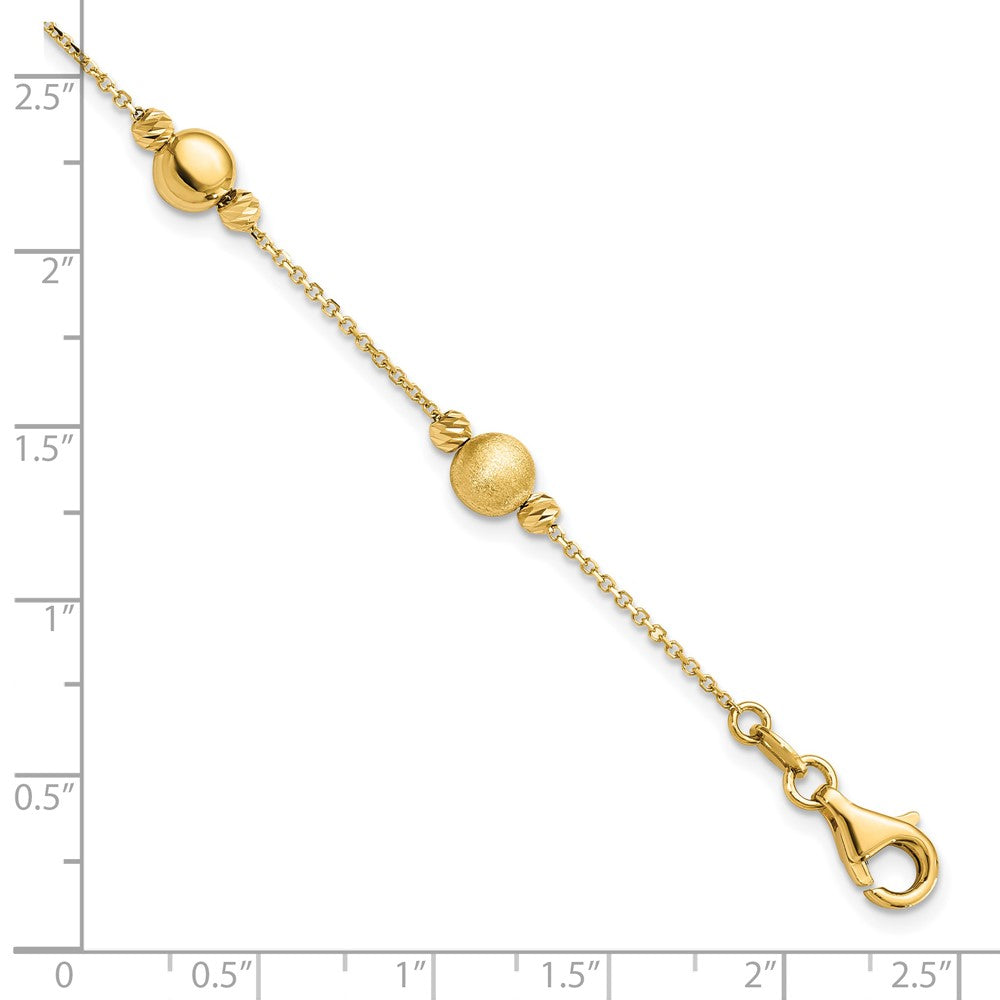 7.5 Inch 14K D/C Scratch Finish Polished Bracelet