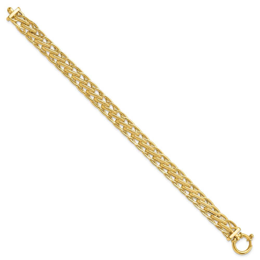 7.5 Inch 14K Polished And Textured Fancy Link Bracelet