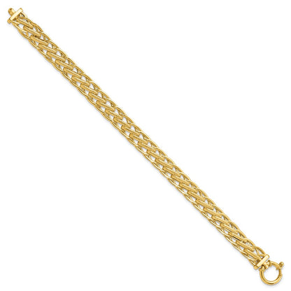 7.5 Inch 14K Polished And Textured Fancy Link Bracelet