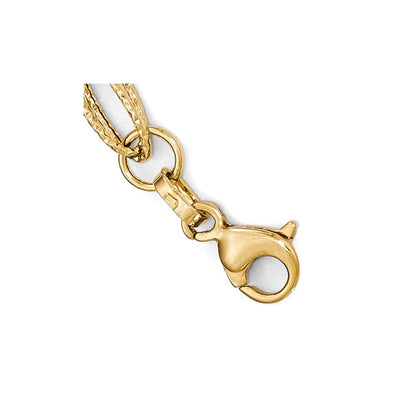 7.5 Inch 14K Two-Tone Polished And Textured Fancy Link Bracelet