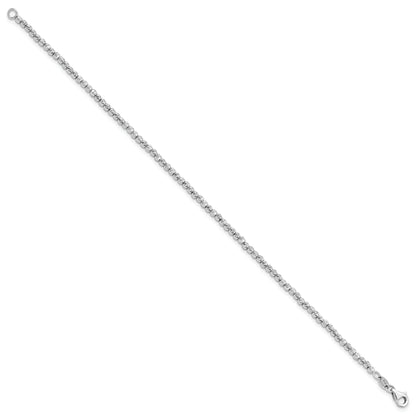 7.5 Inch 14K White Gold D/C Beaded Bracelet