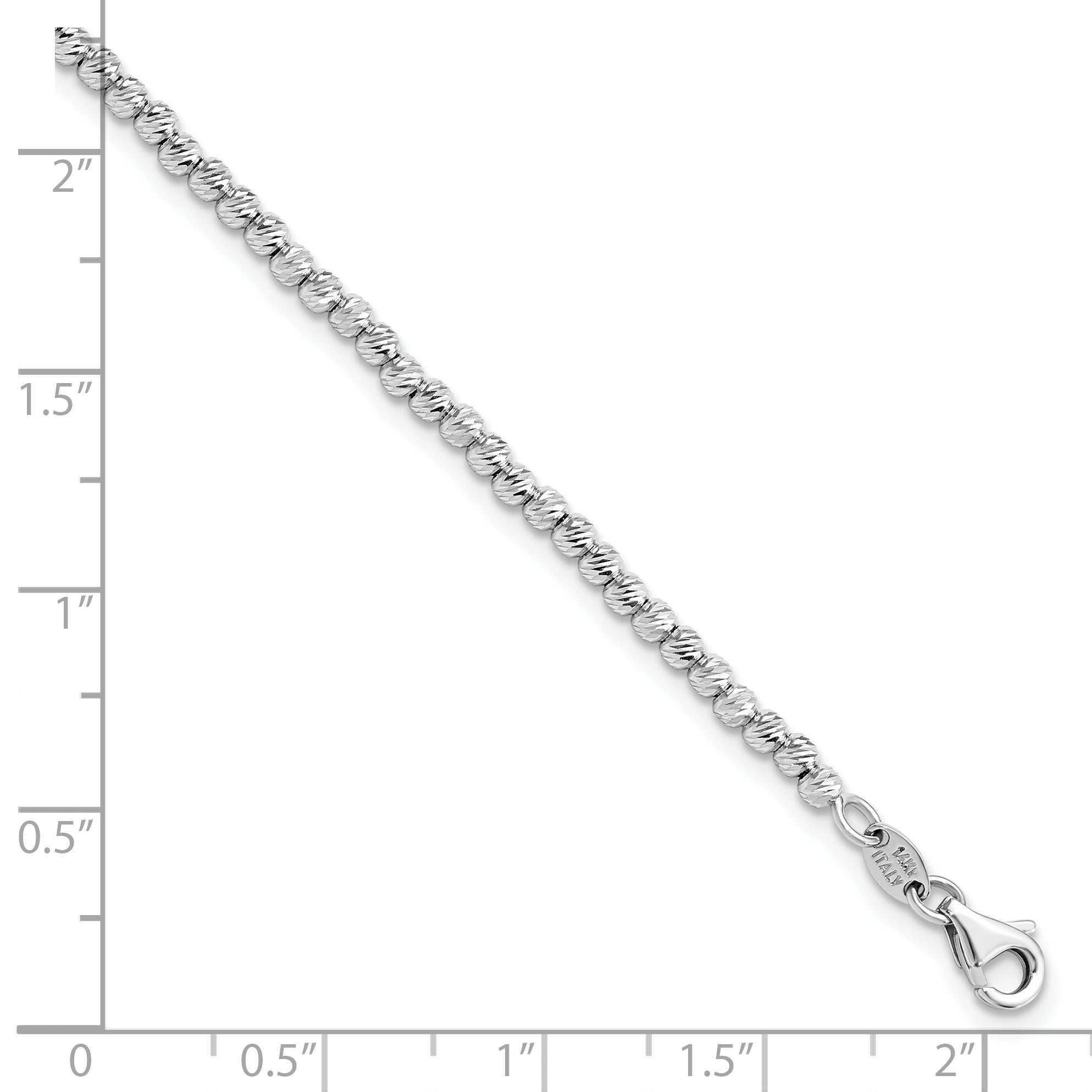 7.5 Inch 14K White Gold D/C Beaded Bracelet
