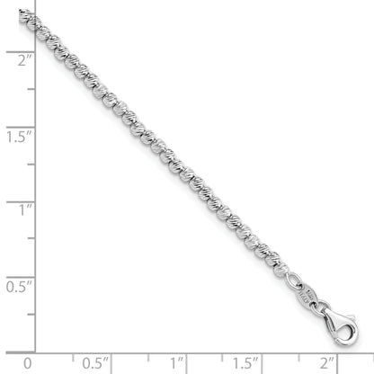 7.5 Inch 14K White Gold D/C Beaded Bracelet