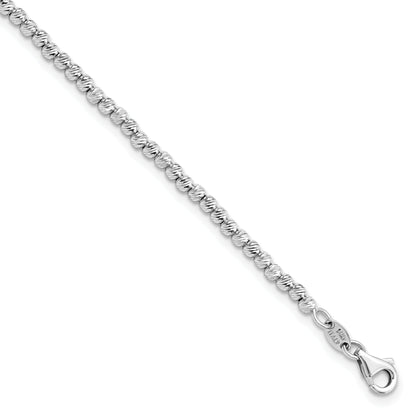 7.5 Inch 14K White Gold D/C Beaded Bracelet