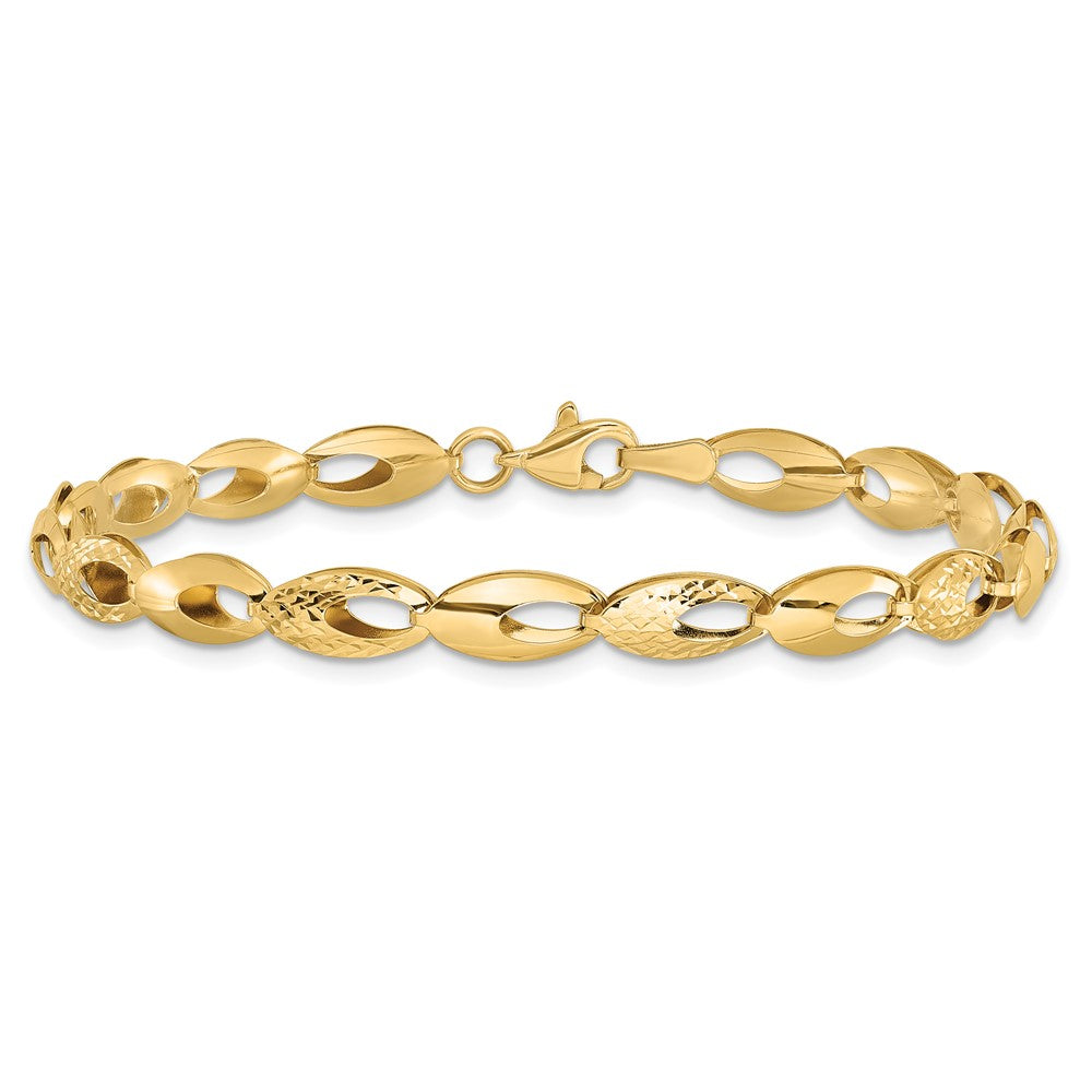 7 Inch 14K Polished And D/C Bracelet