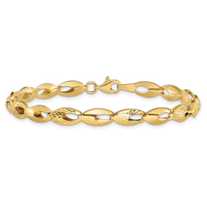 7 Inch 14K Polished And D/C Bracelet
