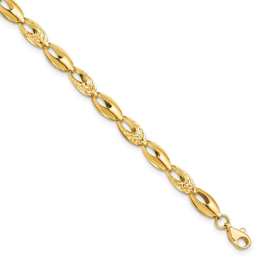 7 Inch 14K Polished And D/C Bracelet