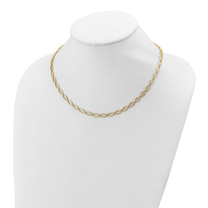 14K Yellow Gold Polished And Diamond Cut Fancy Link Necklace