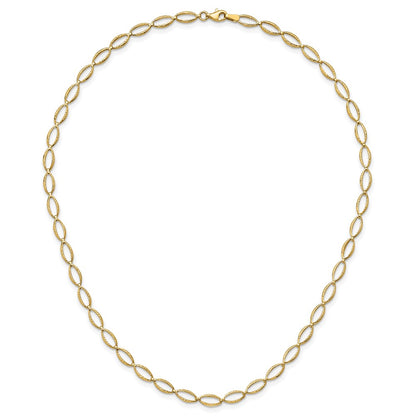 14K Yellow Gold Polished And Diamond Cut Fancy Link Necklace