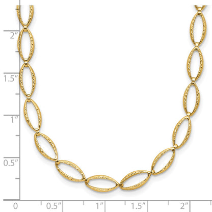 14K Yellow Gold Polished And Diamond Cut Fancy Link Necklace
