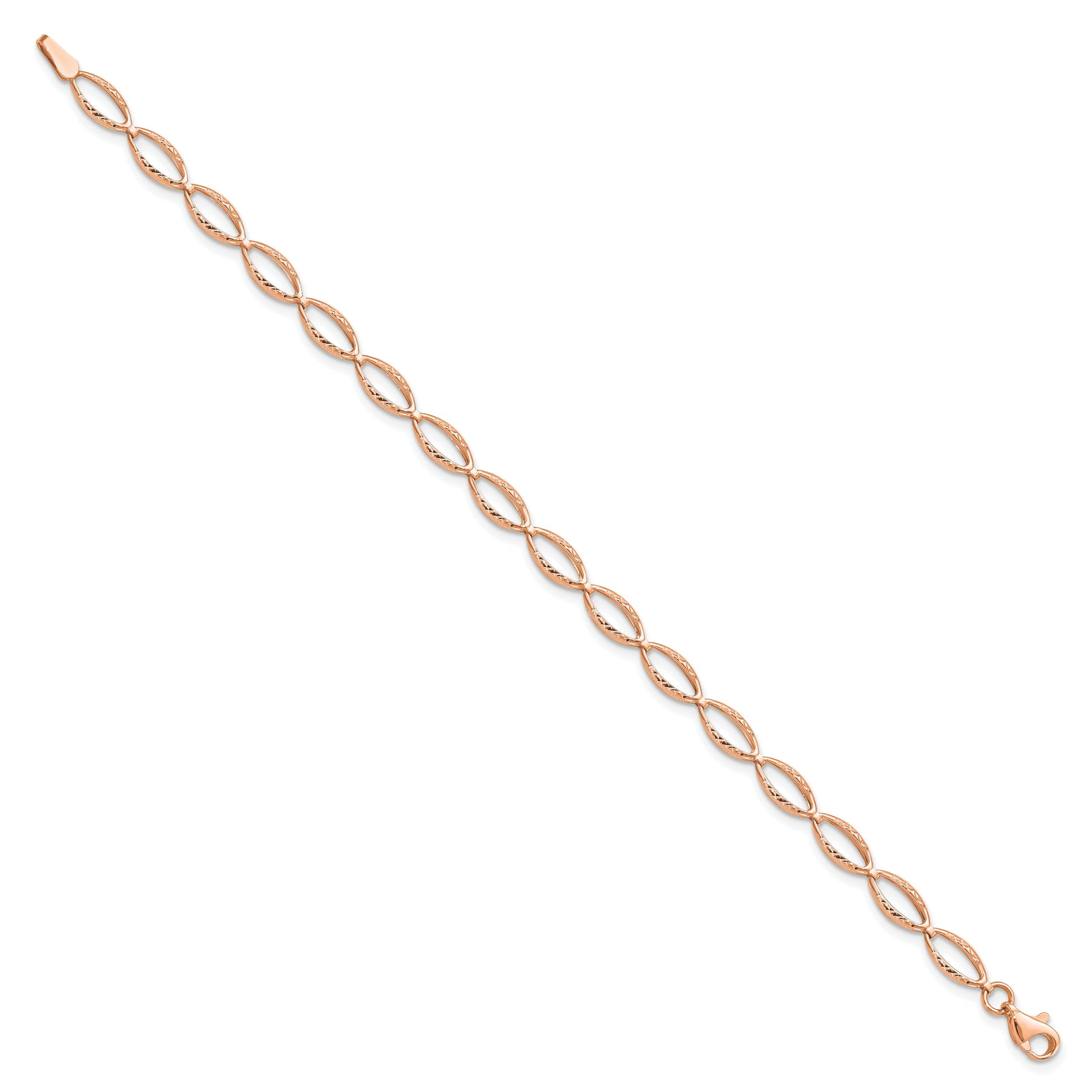 14K Rose Gold Polished And D/C Bracelet