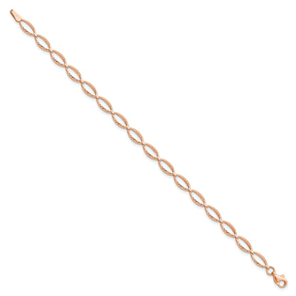 14K Rose Gold Polished And D/C Bracelet