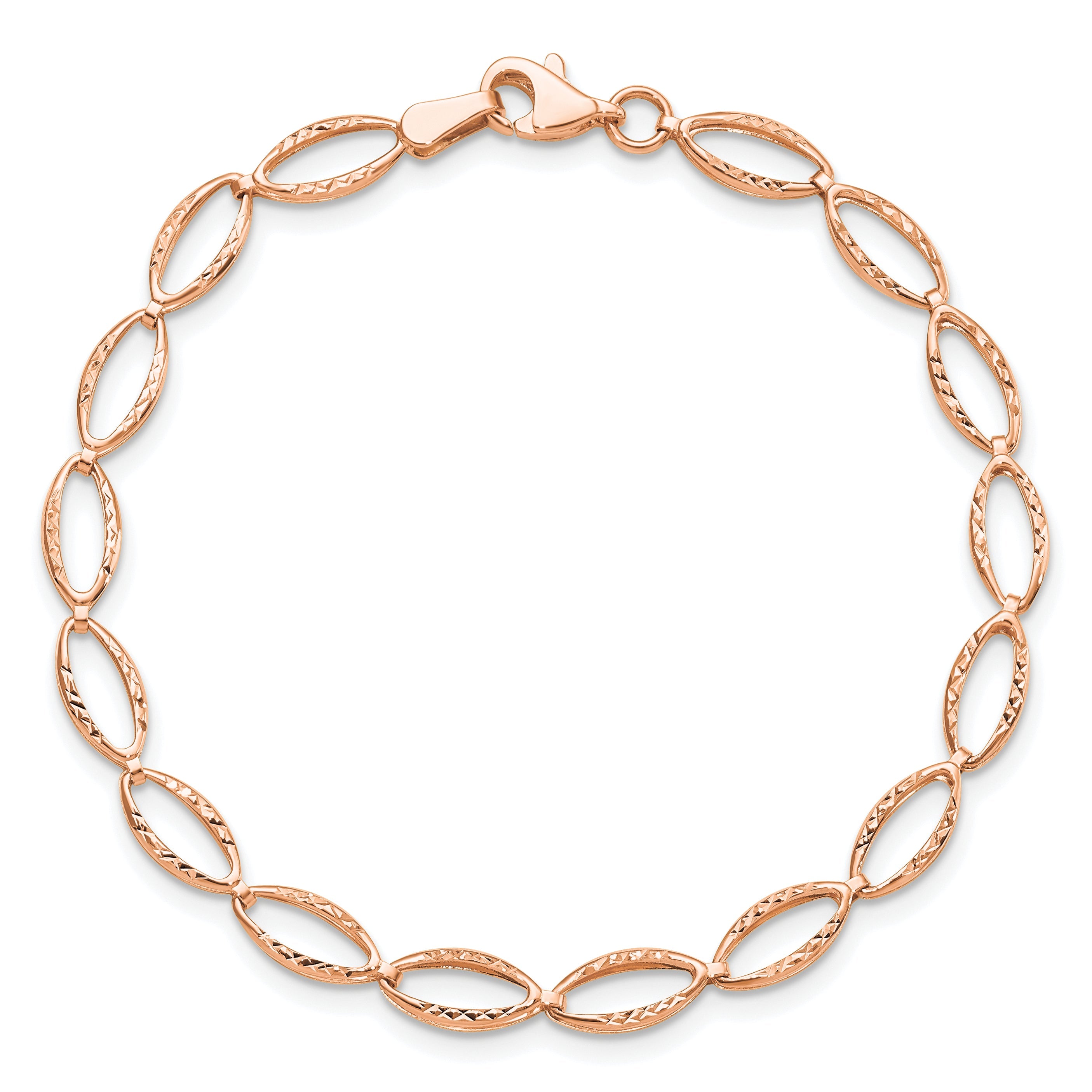 14K Rose Gold Polished And D/C Bracelet