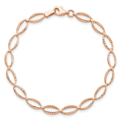 14K Rose Gold Polished And D/C Bracelet