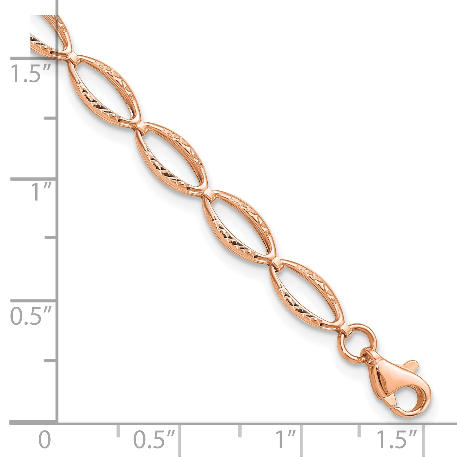 14K Rose Gold Polished And D/C Bracelet