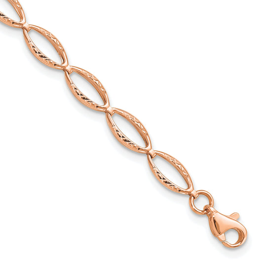 14K Rose Gold Polished And D/C Bracelet