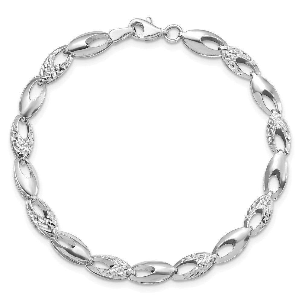 7 Inch 14K White Gold Polished And D/C Bracelet