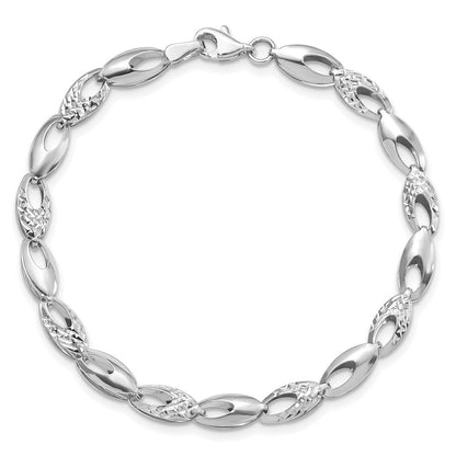 7 Inch 14K White Gold Polished And D/C Bracelet