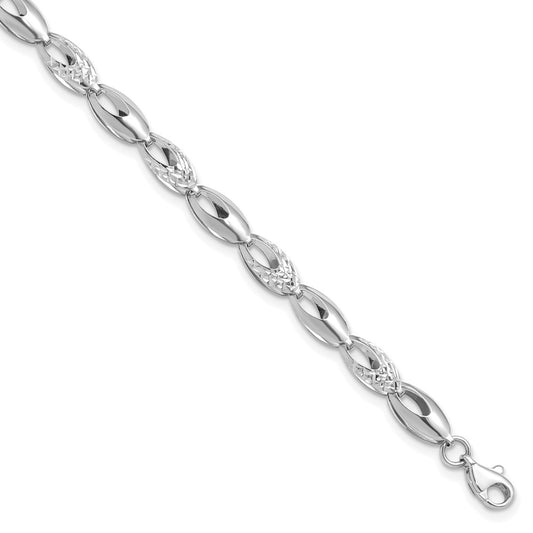 7 Inch 14K White Gold Polished And D/C Bracelet
