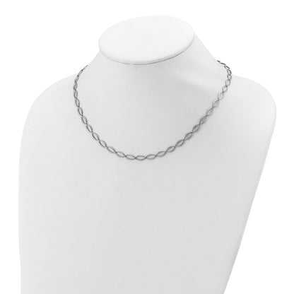 14K White Gold Polished And Diamond Cut Fancy Link Necklace